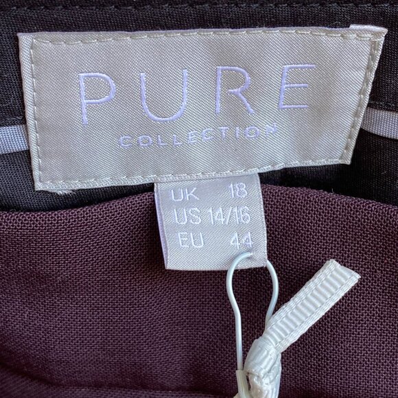 PURE Collection Tailored Ankle Trouser Pants Size 14-16 US Fig Purple Lined NEW - Picture 5 of 12